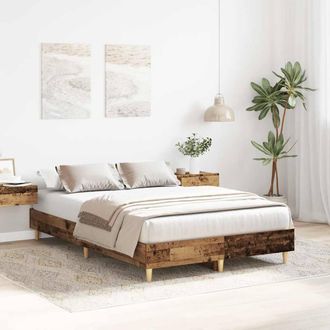 Berkfield Home Durable Bed Frame No Mattress Old Wood 135x190 cm Double Engineer in Brown