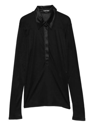 Tom Ford rib button polo top - Black