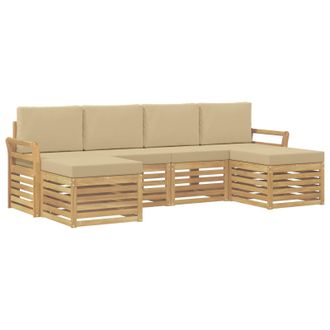 vidaXL Conjunto De Sof&aacute;s De Exterior 6 Uds. Y Beige Poli&eacute;ster Vidaxl