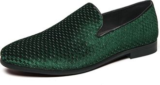 Generic Mens Loafers Slip On Comfort Oxford Shoes Dress Shoes Party Prom Wedding Smoking Shoe (Green,11.5)