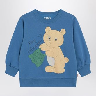 Tiny Cottons Felpa blu con stampa orsetto in cotone