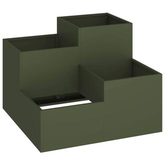 Berkfield Home Garden Planter 80x80x60 cm Olive Green Steel | Size: 80 x 80 x 60 cm