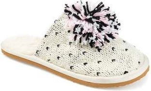 Journee Collection JOURNEE Stardust Pompom Slipper in Beige at Nordstrom Rack, Size 9