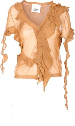 Erika Cavallini Semi Couture Cardigan Pria - Dames - Vesten - Bruin - S - Truien & Vesten