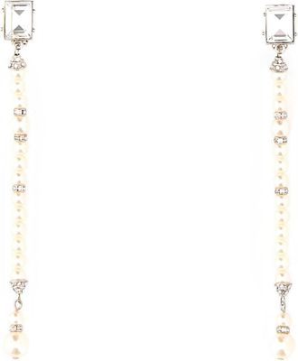 Alessandra Rich Silver Pearl Drop Earrings