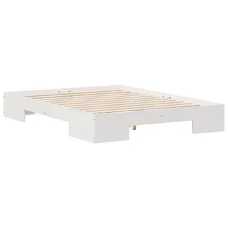 Berkfield Home Floor Bed Frame with Storage White 120 x 190 cm Solid pine wood