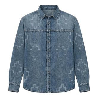Marcelo Burlon Wings Denim Shirt - Heren - Spijkeroverhemden - Blauw - XS - Denim - Overhemden