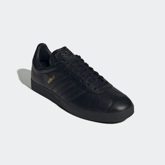 adidas Sneaker ADIDAS ORIGINALS Gazelle, Herren, Gr. 40, schwarz (core schwarz, core schwarz, gold metallic), Leder, Synthetik, Schuhe Sneaker