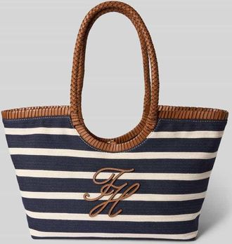 Tommy Hilfiger Strandtasche aus Baumwoll-Mix in Dunkelblau, Gr&ouml;&szlig;e 1