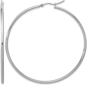 Diamond2Deal 14k Gold Polished 2x60mm Polished Hoop Earrings