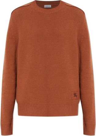 Burberry Truien & Vesten, Heren, Bruin, M, Leer, Cashmere Trui met Ronde Hals