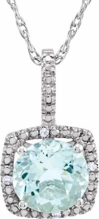 Allurez Lab Grown & Natural Diamond Pendant Necklace in Sterling Silver in Aquamarine at Nordstrom, Size 18