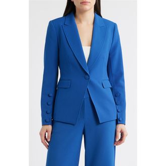Tahari by ASL One-Button Blazer in Riverside Blue at Nordstrom, Size 4Regular