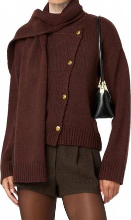 Astr Jackeline Asymmetrical Scarf Cardigan In Maroon