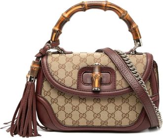 Gucci 2000-2015 medium GG canvas tas met bamboe handvat - Bruin