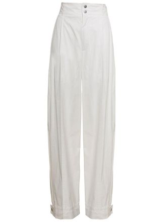 Bottega Veneta White Loose Flat Front Pants