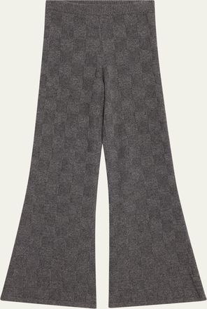The Elder Statesman Cashmere Checkerboard Knit Flare Pants