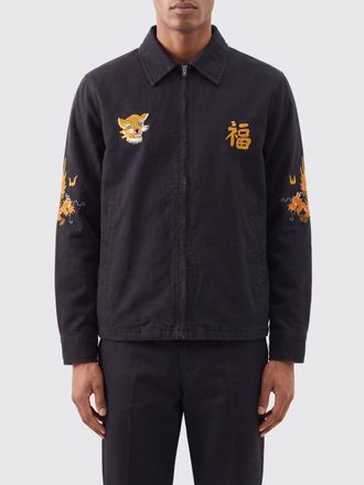 Yohji Yamamoto Giacca camicia for Men x Masses in cotone con stampa grafica e chiusura a zip