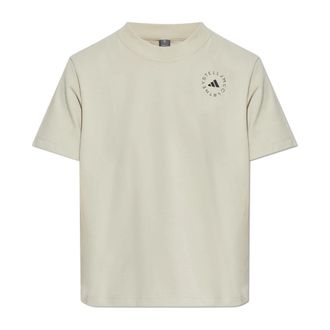 adidas Adidas by Stella McCartney, Training T-Shirts, female, Beige, Size: XS Logo T-shirt