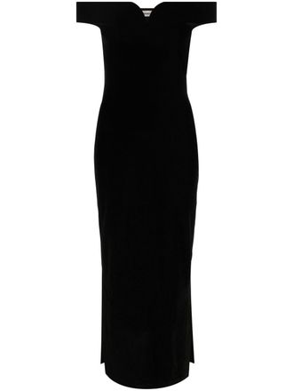 Nanushka off-shoulder fitted midi dress - women - Polyester/Polyurethane/Triacetate - S - Black