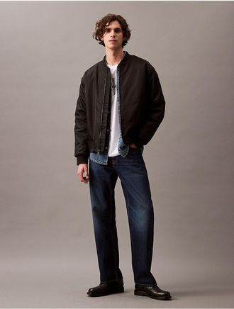 Calvin Klein Jeans Calvin Klein Mens Twill Nylon Bomber Jacket - Black - XL