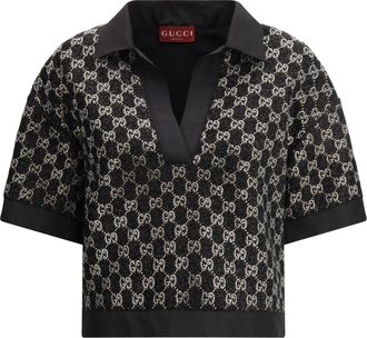 Gucci Womens Top Wool Lam&eacute; Tweed Black Viscose Tops
