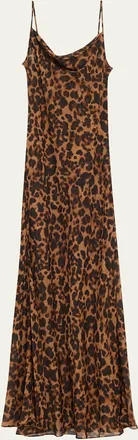 L'agence Leopard Christine Maxi Slip Dress