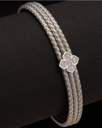 Meshmerise 18K Over Silver 0.12 Ct. Tw. Diamond Bangle Bracelet