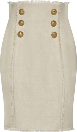Balmain Linen Midi Skirt