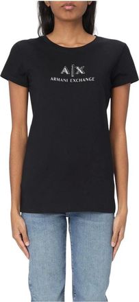A|X Armani Exchange T-Shirts, female, Black, Size: S Embellished Logo T-Shirt