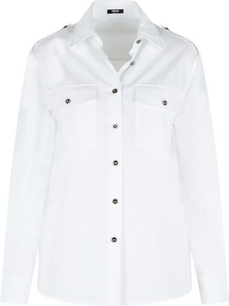 Versace Regular Shirt In White Cotton Poplin