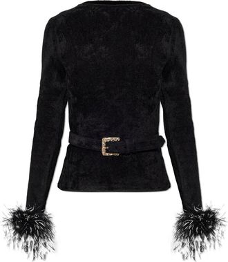Self Portrait Top de punto de chenilla con plumas - Blouses & Shirts - Mujer - Negro - L