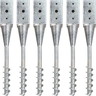 vidaXL Vidaxl - Picchetti di Terra 6 pz Argento 7x7x56 cm in Acciaio Zincato