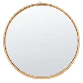 Beliani Espejo De Pared De Rat&aacute;n Beige Natural 60 Cm Colgante Minimalista Barung