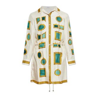 Versace Shirt Dresses, female, Beige, Size: XS The Gallery Printed Silk Dress