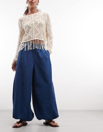 Asos Jeans a palloncino in morbido denim indaco-Blu