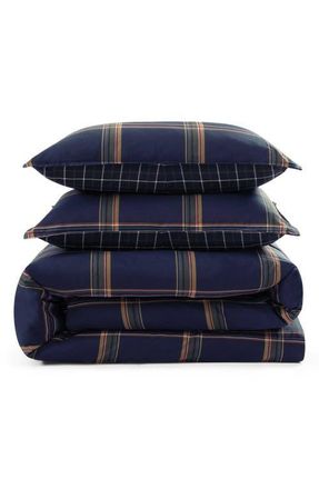 Tommy Hilfiger Beacon Plaid Cotton Percale Comforter & Shams Set in Navy Blue/dark Yellow at Nordstrom, Size Full/queen