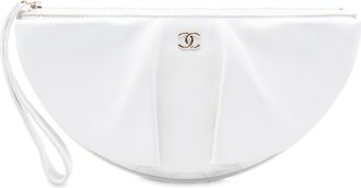 Chanel White Lambskin Wave Clutch
