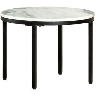 vidaXL Mesa De Centro M&aacute;rmol Macizo Aut&eacute;ntico Blanco Y Negro &Oslash;50 Cm Vidaxl