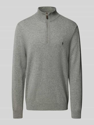 Polo Ralph Lauren Troyer mit Logo-Stitching in Mittelgrau, Gr&ouml;&szlig;e S