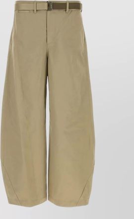 sacai cotton chino trousers wide leg pleated