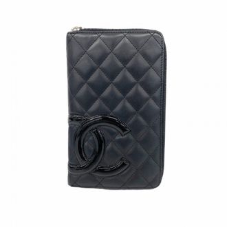Chanel Black Leather Long Wallet (Bi-Fold) (Pre-Owned)