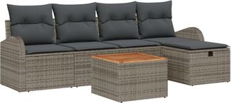 vidaXL Garden Sofa Set with Cushion 6 pcs Grey Poly rattan Vidaxl