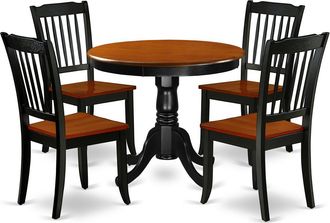 East West Furniture Dining Room Set Black & Cherry, ANDA5-BCH-W