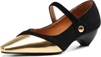 Generic Women Block Heel Mary Jane Shoes Square Toe Wedding Mid Heels Ankle Strap Office & Casual Pumps,Black,11.5 UK