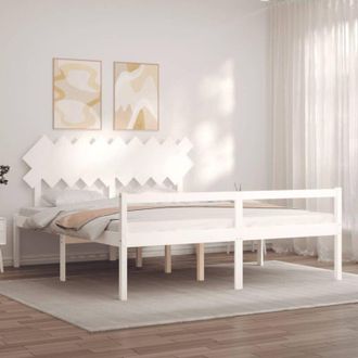 vidaXL Senior Bed without Mattress White Super King Size Solid Wood vidaXL