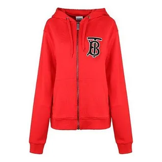 Burberry (WMNS) Burberry Alphabet Printing Zipper Hoodie Red 80211511