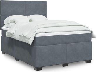 vidaXL Vidaxl - Cama Box Spring Con Colch&oacute;n Terciopelo Gris Oscuro 140x200 Cm