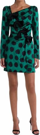 Saloni Kelly Mini B Dress In Emerald Giant Polka