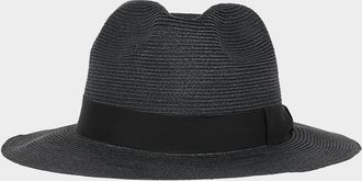 Giorgio Armani Mens Jute Ribbon-Band Fedora Hat